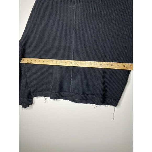Free People Top Size S Women's Waffle Knit DAHLIA Black Long Bell Sleeves Blouse - Picture 7 of 10